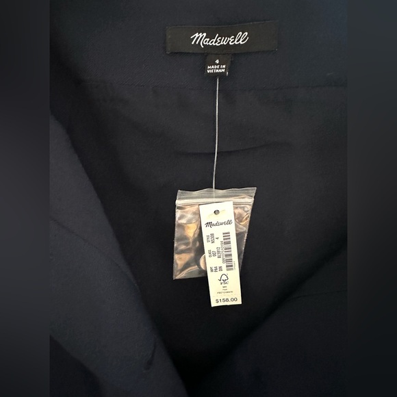 Madewell High Neck Button Up Mini Dress Navy Blue NWT Size 4 - Picture 4 of 9